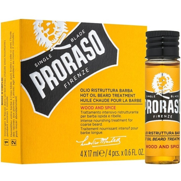 Гаряча олія для бороди  - Proraso Wood and Spice Hot Oil Beard Treatment 4x17 мл