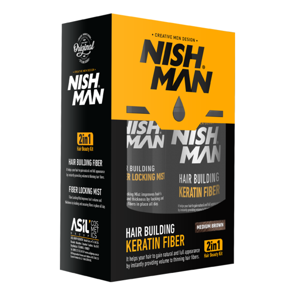 Камуфляжний набір для приховування залисин Nishman Hair Building Keratin Fiber Коричневий