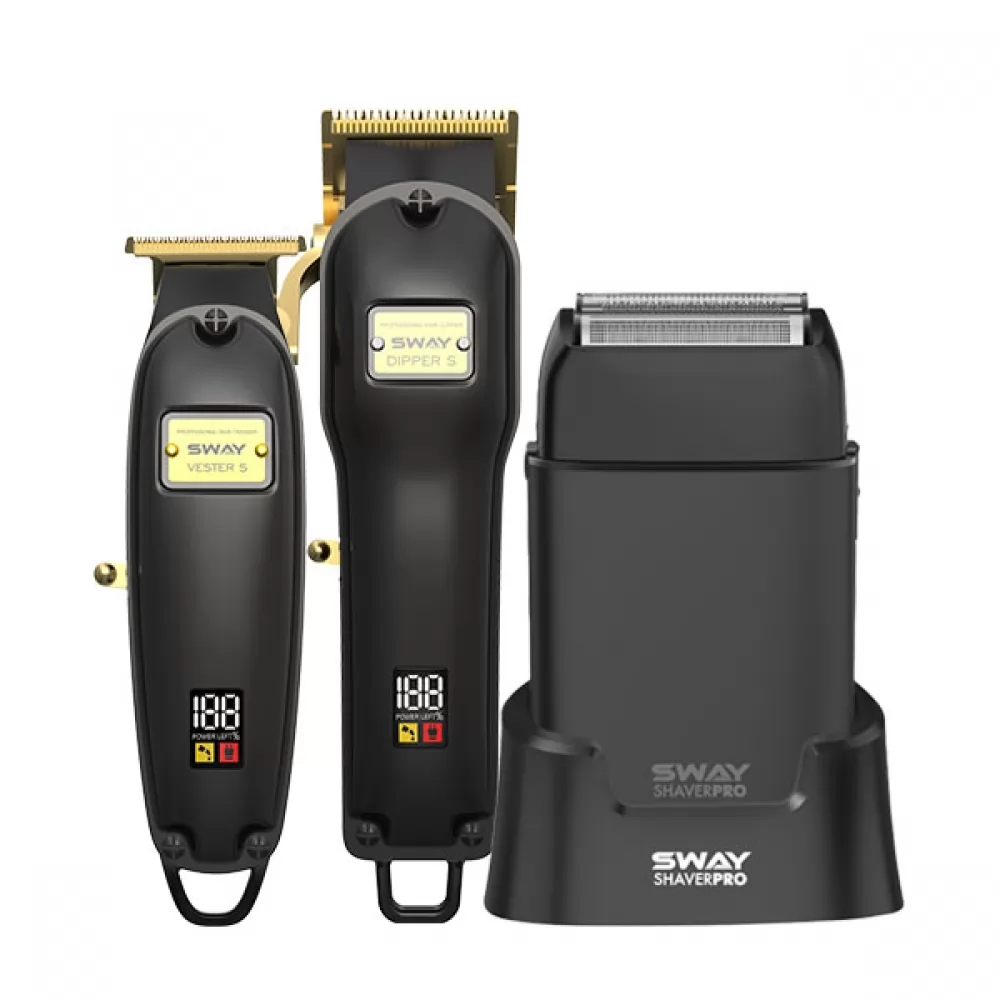 Перукарський набір для стрижки 3 в 1 Sway Dipper S BGE, Vester S BGE, Shaver Pro Black