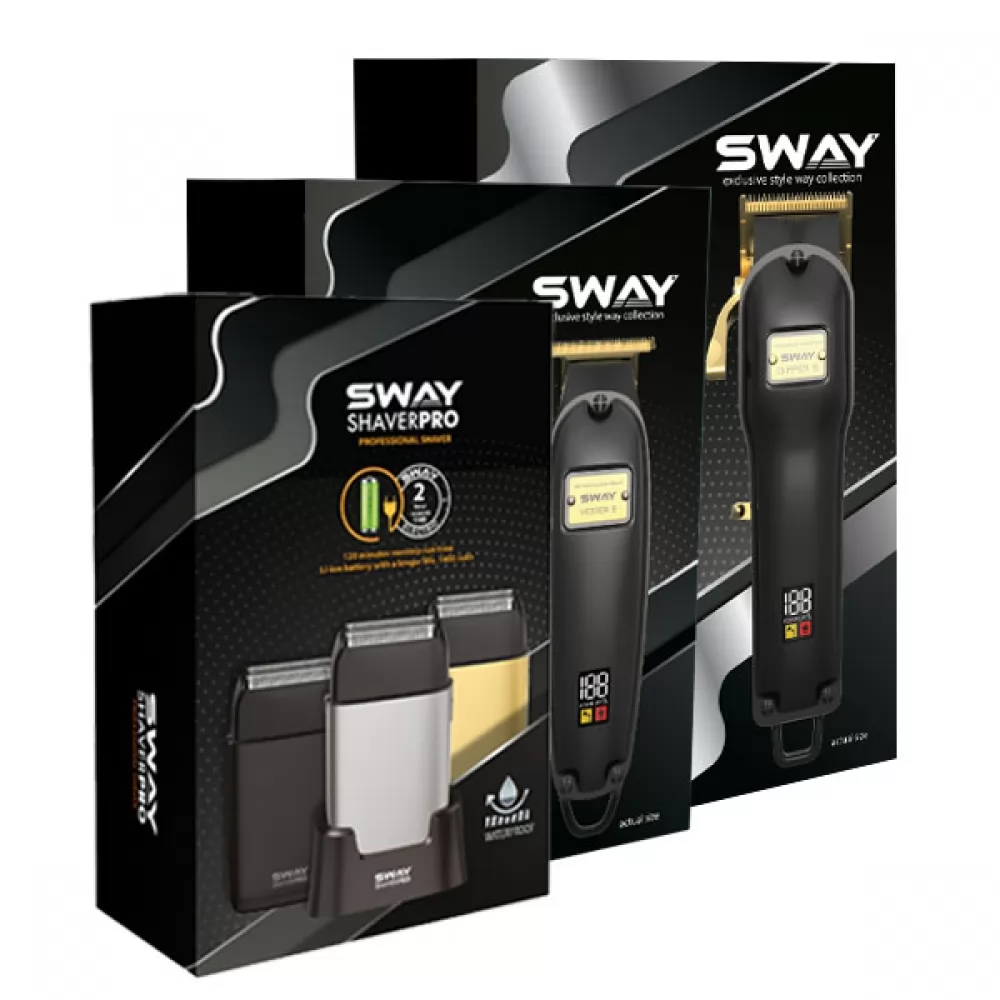 Перукарський набір для стрижки 3 в 1 Sway Dipper S BGE, Vester S BGE, Shaver Pro Black