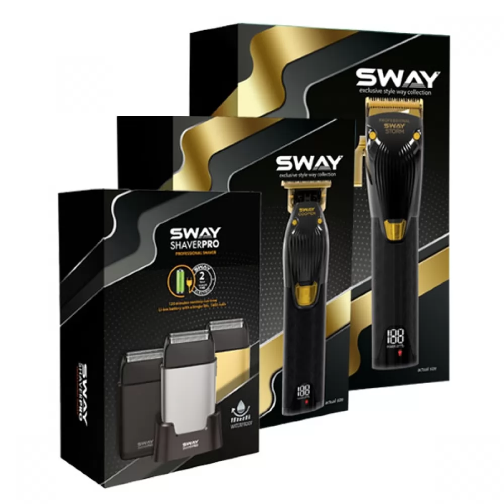 Перукарський набір для стрижки 3 в 1 Sway Storm, Cooper, Shaver Pro Gold
